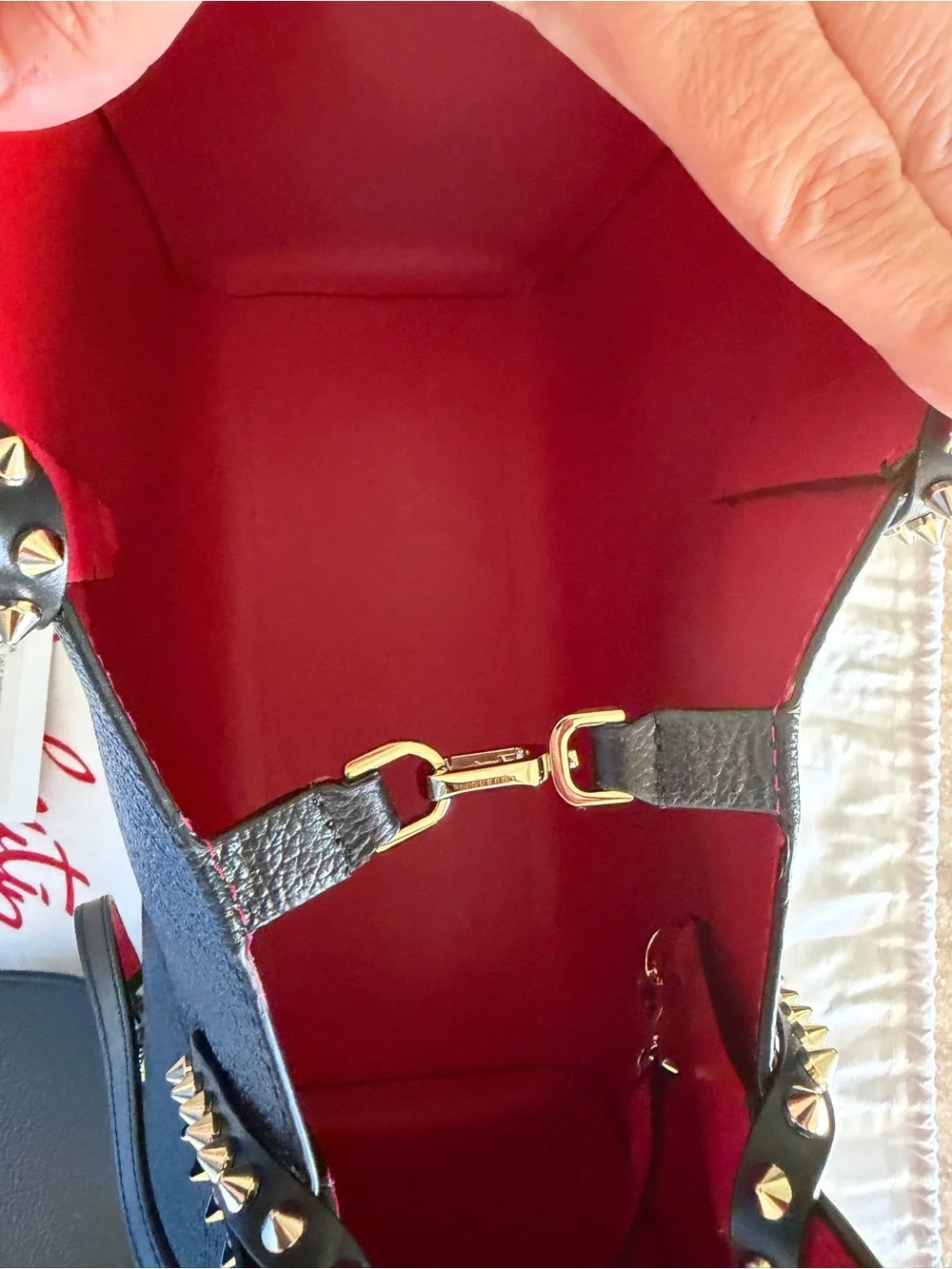 Christian Louboutin Black Tote with Red Interior and Leopard-Print Accent